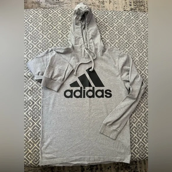 Grey adidas kids medium light hooded sweatshirt, worn a couple times - Picture 1 of 3